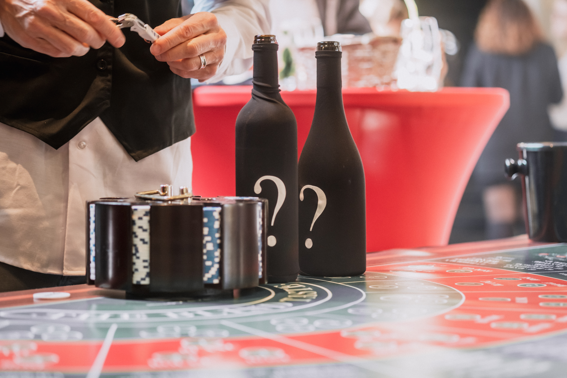 Pokertafel animatie bedrijf Brussel casino avond teams in actie · INNOV'events